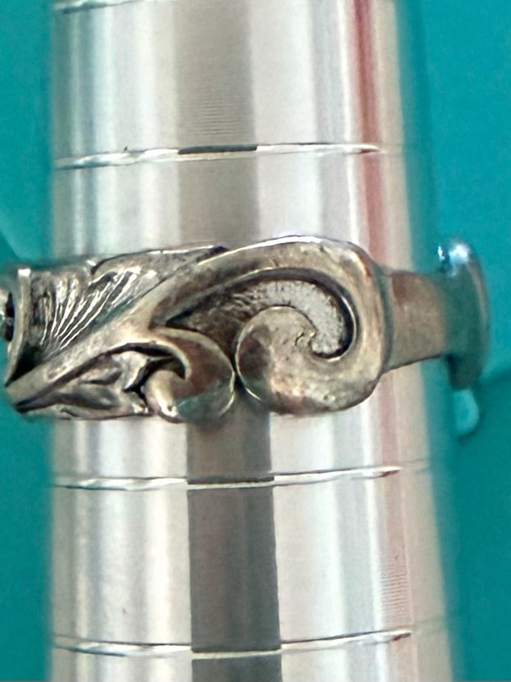 Hawaiian Heirloom Scroll Band Plumeria Wave Sterling Silver Ring 7 - Picture 7 of 10